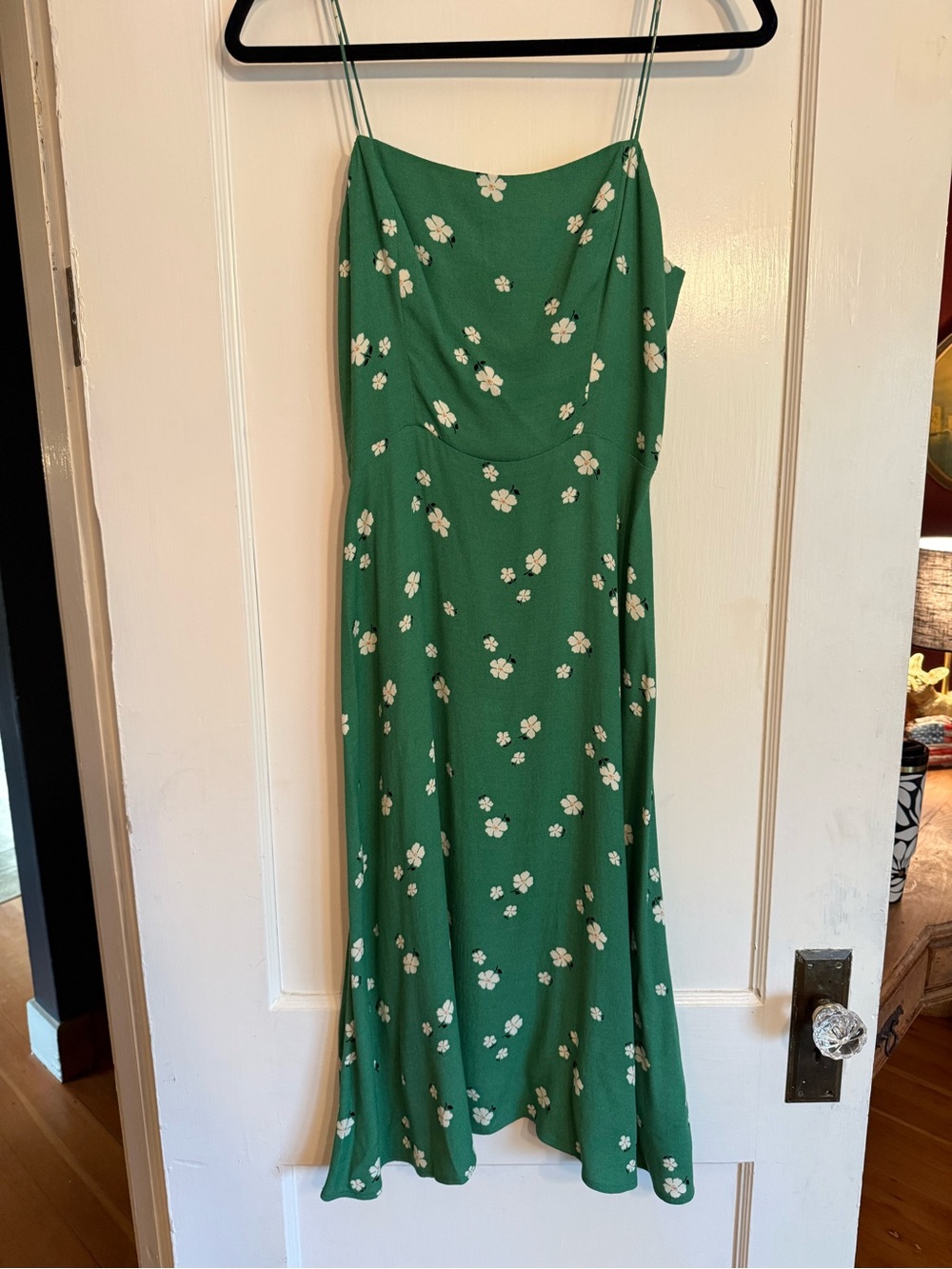 Reformation Green Floral Maxi Slip Skirt